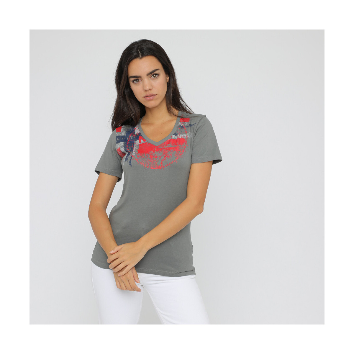 Vêtements Femme T-shirts manches courtes Geographical Norway JASMINE t-shirt pour femme Gris