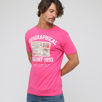 Vêtements Homme T-shirts manches courtes Geographical Norway T-shirt homme manches courtes Rose