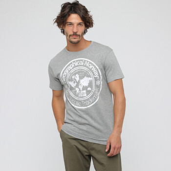 Vêtements Homme T-shirt - Col V - Imprimé Geographical Norway T-shirt homme manches courtes Gris