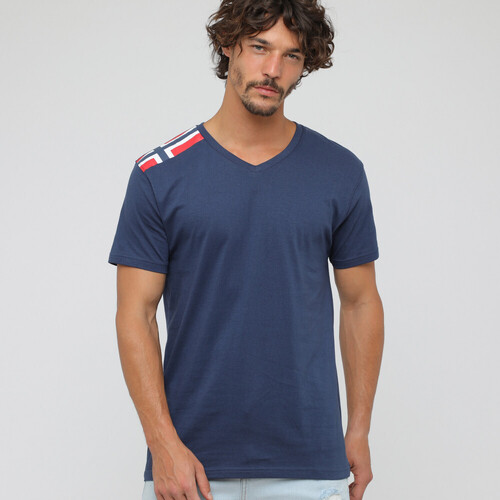 Vêtements Homme izzy cotton wrap shirt dress Geographical Norway T-shirt homme manches courtes Bleu