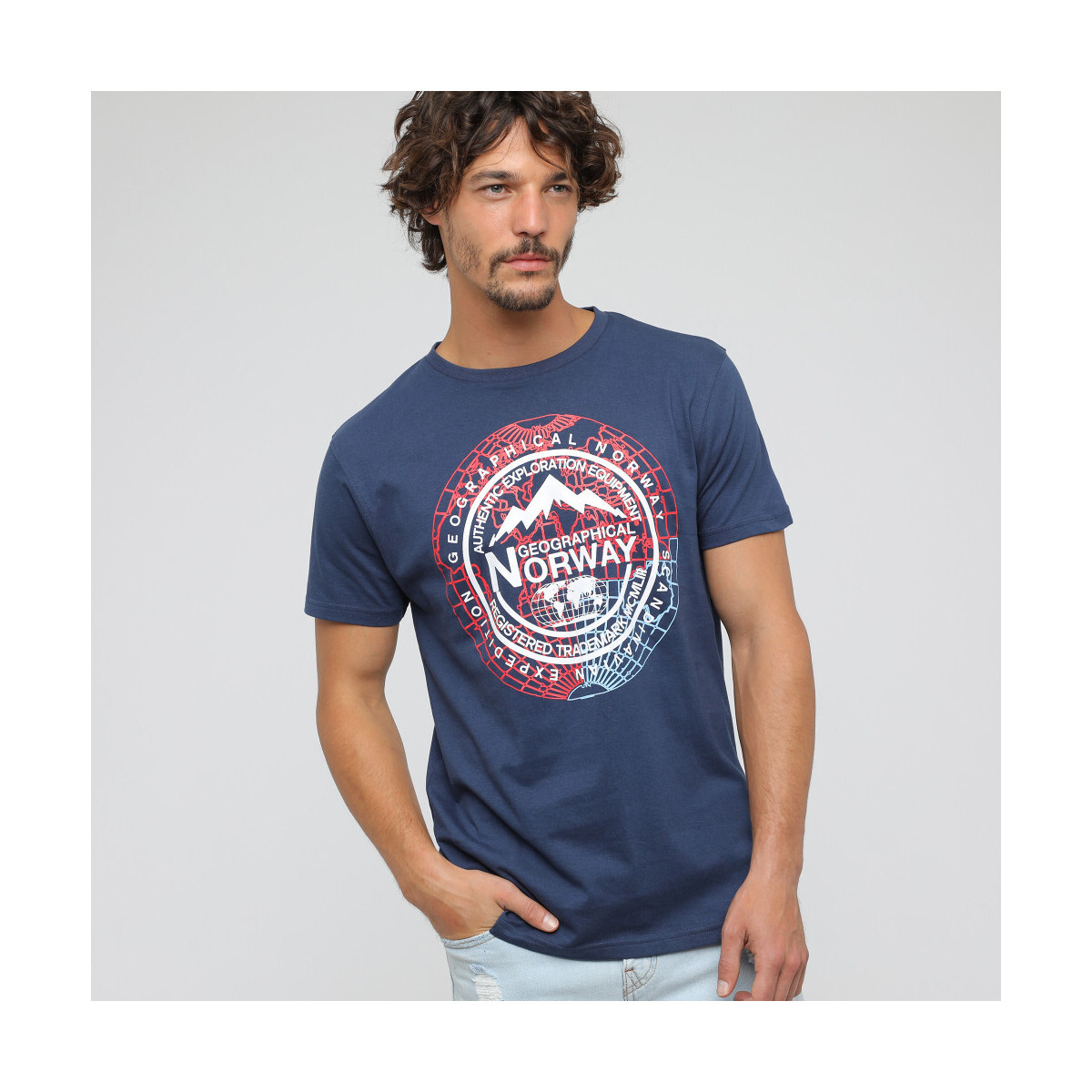 Vêtements Homme T-shirts manches courtes Geographical Norway T-shirt homme manches courtes Bleu