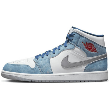 Chaussures Baskets mode special Nike Air Jordan 1 Mid French Blue Fire Red (GS) Bleu