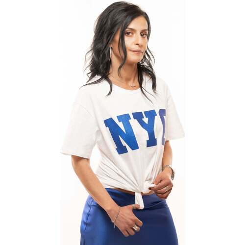 Vêtements Femme T-shirts manches courtes Bracelet Argenté Amazonite Tee-shirt blanc New York Blanc