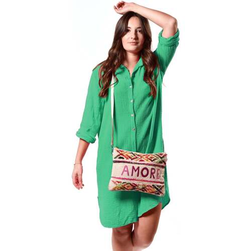 Vêtements Femme Robes Tables basses dextérieur Robe chemise verte Natura Vert