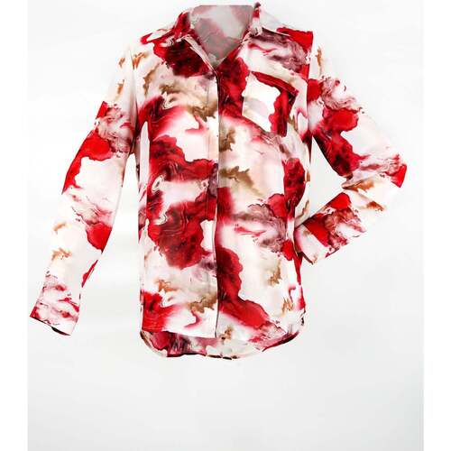 Vêtements Femme Chemises / Chemisiers Tee-shirt Jaspé Manches Chemise rouge Santini Blanc