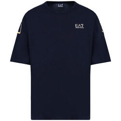 Vêtements Homme T-shirts & Polos Ea7 Emporio velvet-effect Armani Tee-shirt EA7 Bleu