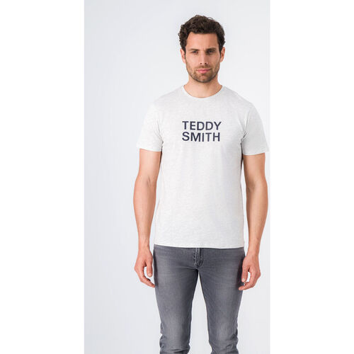 Vêtements Homme Livraison gratuite* et Retour offert Teddy Smith T-shirt col rond TICLASS BASIC MC Blanc