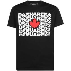 Vêtements Homme T-shirts manches courtes Dsquared S74GD0827 Red Leaf Logo Black T-SHIRT short-sleeved Svart