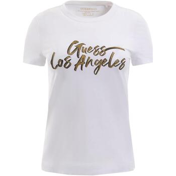 Vêtements Femme T-shirts manches courtes Guess Ss cn gold la tee Blanc