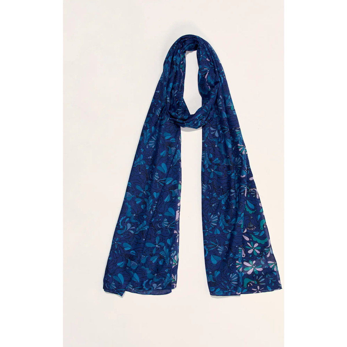 Accessoires textile Femme Echarpes / Etoles / Foulards La Fiancee Du Mekong Grand foulard rectangulaire imprimé GRIMM Bleu