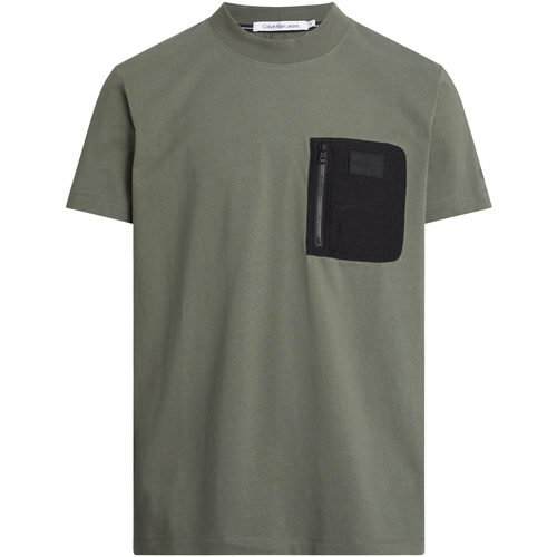 Vêtements Homme T-shirts manches courtes Calvin Klein JEANS Strappy T-shirt coton col rond Kaki
