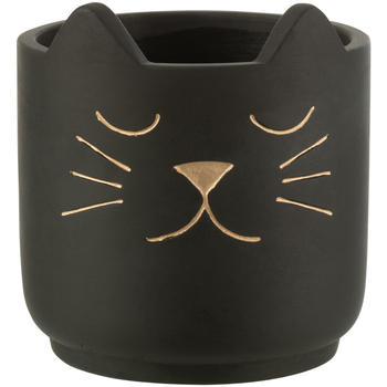 Maison & Déco Vases / caches pots d'intérieur Jolipa Petit cache Pot en ciment Chat noir et Or Noir
