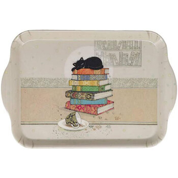 Maison & Déco Vides poches Kiub Mini plateau vide poche rectangulaire chaton sur des livres Beige