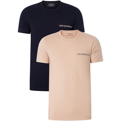Vêtements Homme T-shirts manches courtes Emporio Armani - Tee-shirt X2 - beige marine Beige