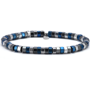bracelets sixtystones  bracelet acier fantaisie hématite bleu -large-20cm 