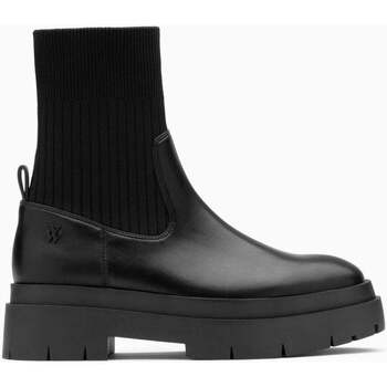 Chaussures Femme Boots Vanessa Wu Bottines chaussettes Elisa noires à plateforme crantée Noir