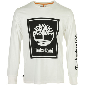 Vêtements Homme T-shirts manches courtes Timberland Stack Logo Tee Ls Blanc
