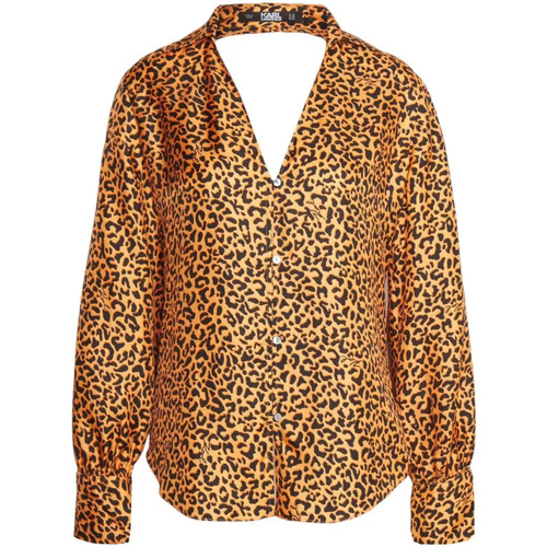 Vêtements Femme Chemises / Chemisiers Karl Lagerfeld Chemise en soie à pois Orange