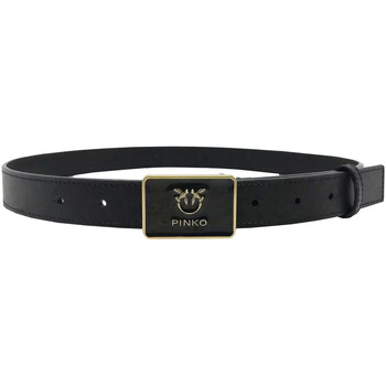 ceinture pinko  ceinture fine femme  en cuir noir et logo rectangulaire 