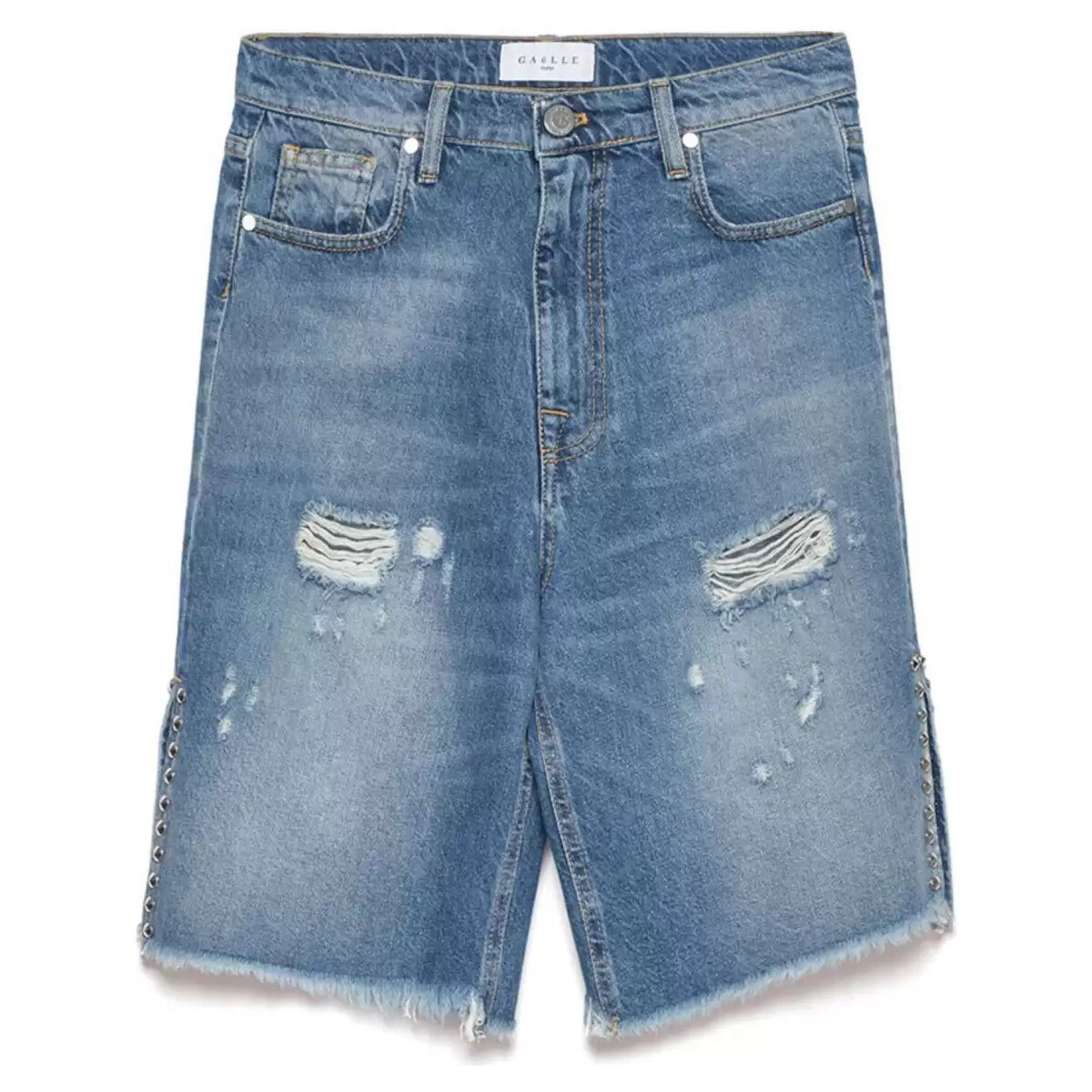 Vêtements Femme Shorts / Bermudas GaËlle Paris Bermuda  en jean avec clous Bleu