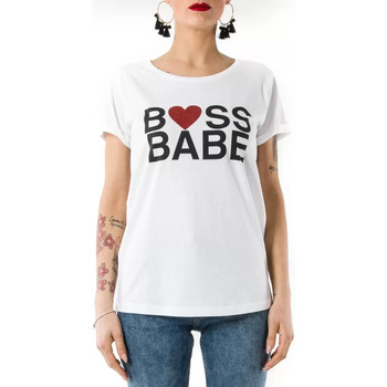 Vêtements Femme T-shirts & Polos Happiness T-shirt femme blanc  boss babe Blanc