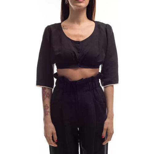 Vêtements Femme T-shirts & Polos Jijil Haut  en lin noir Noir