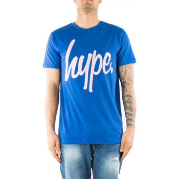 t-shirt hype  t-shirt à col rond bleu  avec logo rose 