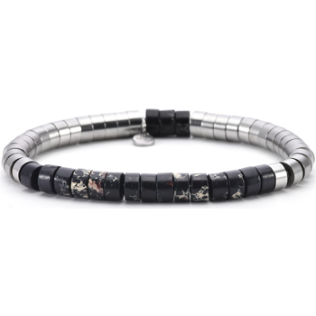 bracelets sixtystones  bracelet acier perles heishi 6mm jaspe -large-20cm 