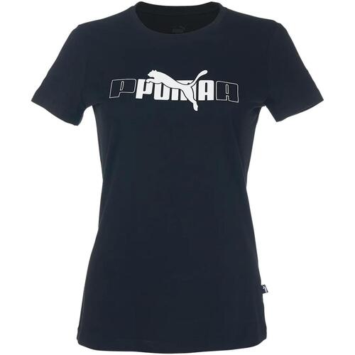 Vêtements Femme T-shirts manches courtes qui Puma W ess+llab tee Noir