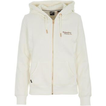 Vêtements Femme Sweats Superdry Essential logo zip hoodie off white Blanc