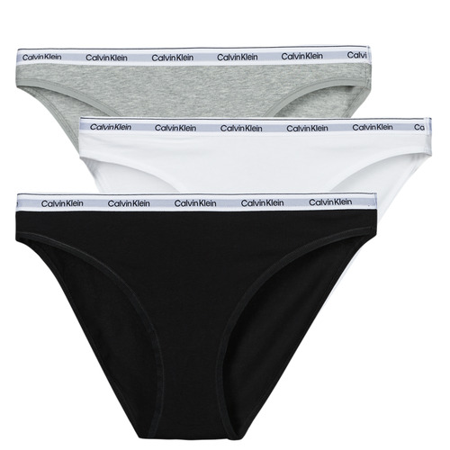 Sous-vêtements Femme Moyen : 3 à 5cm Calvin Klein Jeans BIKINI 3PK X3 Noir / Gris / Blanc