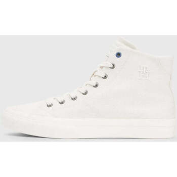 Chaussures Homme Baskets basses Tommy Hilfiger Baskets montantes  blanches en lin Blanc
