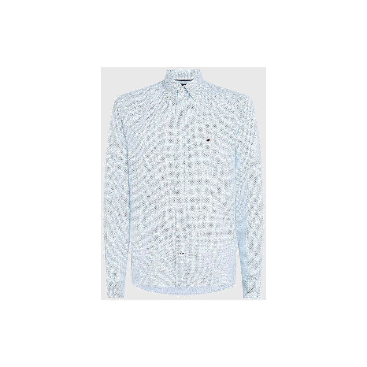 Vêtements Homme Chemises manches longues Tommy Hilfiger Chemise micro motifs  bleu clair en coton bio Bleu