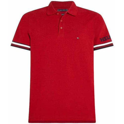 Vêtements Homme T-shirts & Polos JEANS tommy Hilfiger Polo à liserés  rouge en coton bio Rouge