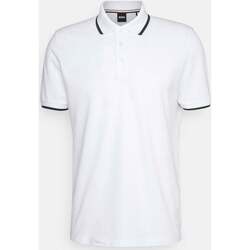 Vêtements Homme T-shirts ecru & Polos BOSS Polo à liserés  blanc Blanc