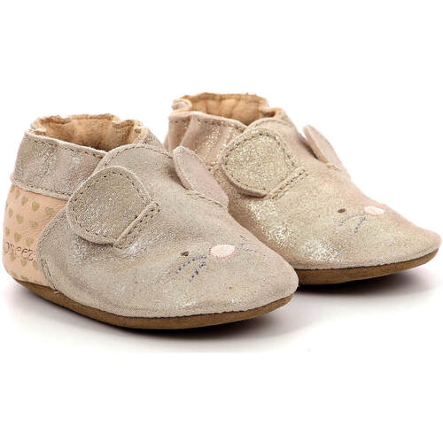 Chaussures Fille Chaussons bébés Robeez Mouse nose or rose Doré