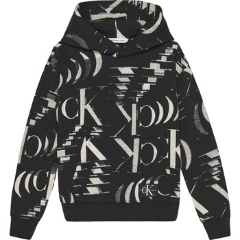 Vêtements Garçon Polaires Calvin Klein Jeans Glitched Monogram Hoodie Noir