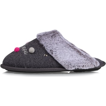 Chaussures Femme Chaussons Isotoner Chaussons Mules chat fantaisie Gris