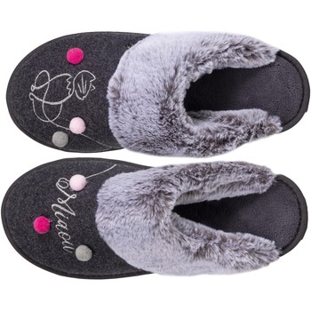 Isotoner Chaussons Mules chat fantaisie Gris
