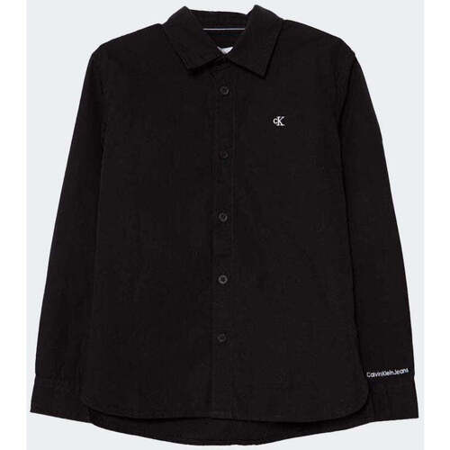 Vêtements Garçon Chemises manches longues Calvin Klein Herringbone JEANS  Noir