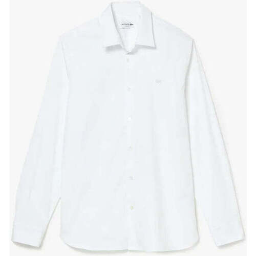 Vêtements Homme Chemises Mens longues Lacoste Chemise  blanche en coton stretch Blanc