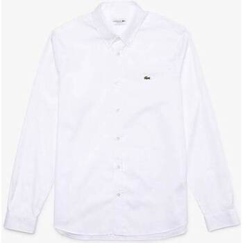Vêtements Homme Chemises manches longues Lacoste Chemise  blanche en coton Blanc