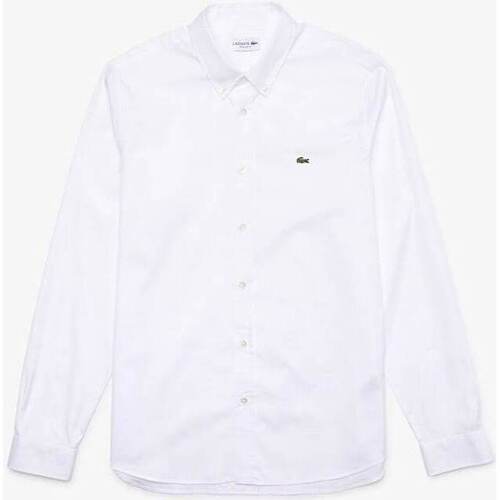 Vêtements Homme Chemises manches longues Lacoste Chemise  blanche en coton’ Blanc
