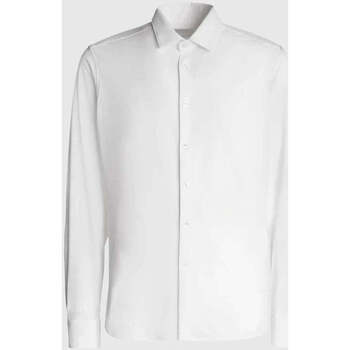 Vêtements Homme Chemises manches longues Happy new yearcci Designs Chemise unie  ajustée blanche en coton stretch Blanc