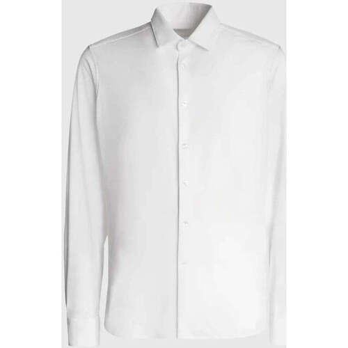 Vêtements Homme Chemises manches longues Paniers / boites et corbeillescci Designs Chemise unie  ajustée blanche en coton stretch Blanc