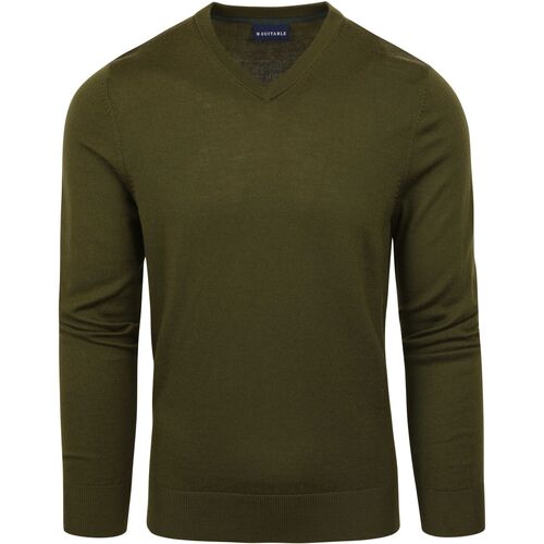 Vêtements Homme Sweats Suitable Merino Pullover V-Neck Olive Green Vert