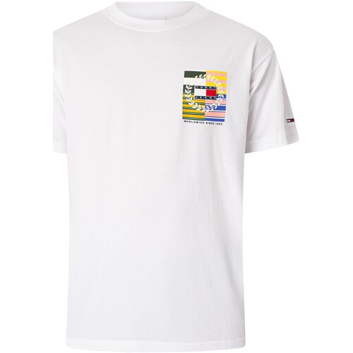 Vêtements Homme T-shirts manches courtes navy Tommy Jeans T-shirt décontracté avec drapeau Blanc