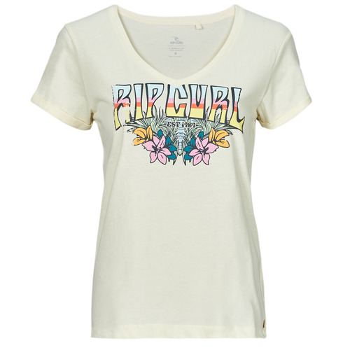 Vêtements Femme T-shirts half-zip manches courtes Rip Curl BLOCK PARTY V TEE Blanc