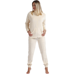Vêtements Femme Pyjamas / Chemises de nuit Admas Pyjama tenue d'intérieur pantalon veste zippée Soft Home Beige
