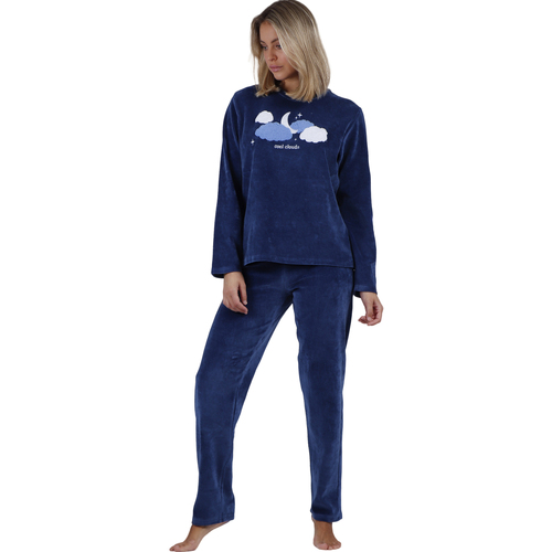Vêtements Femme Pyjamas / Chemises de nuit Admas Pyjama velours pantalon top manches longues Cloudy Nights Bleu